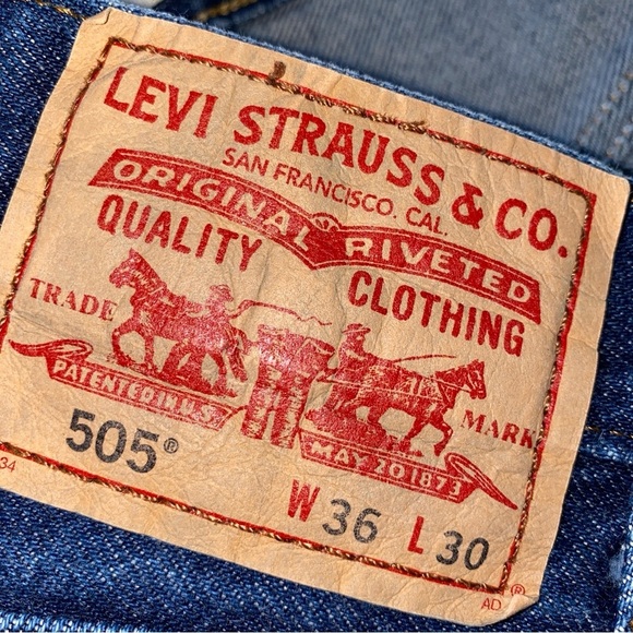 Levi's 505 Blue Straight Jeans Classic Fit - Picture 6 of 10